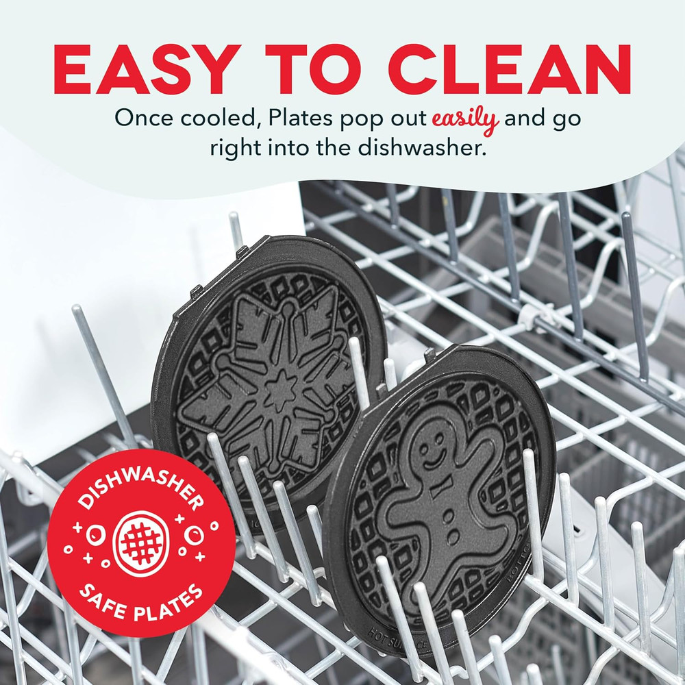 Multimaker Mini System Two 4” Nonstick Removable Waffle Plates (Gingerbread & Sn