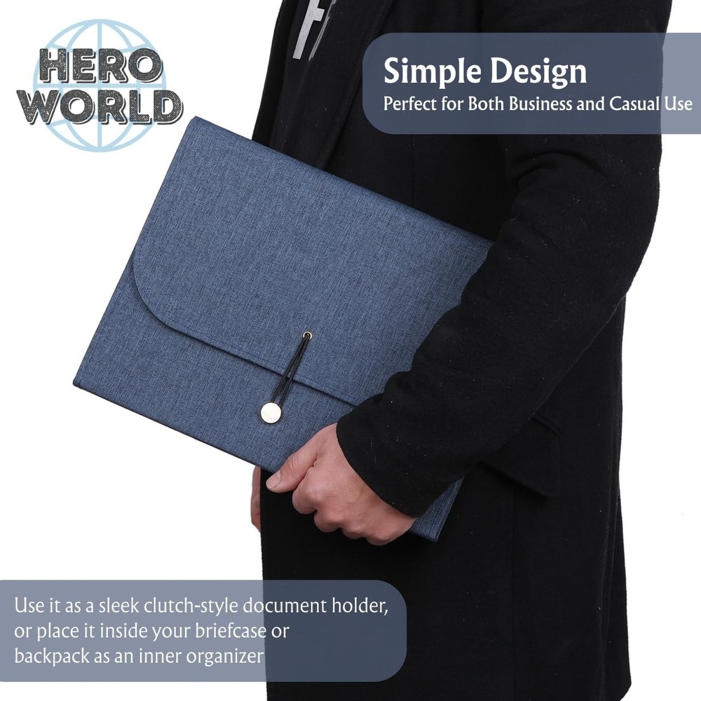 Fabric Expanding File Folder Document Organizer A4, 13‑Pocket Indexed File Ca...