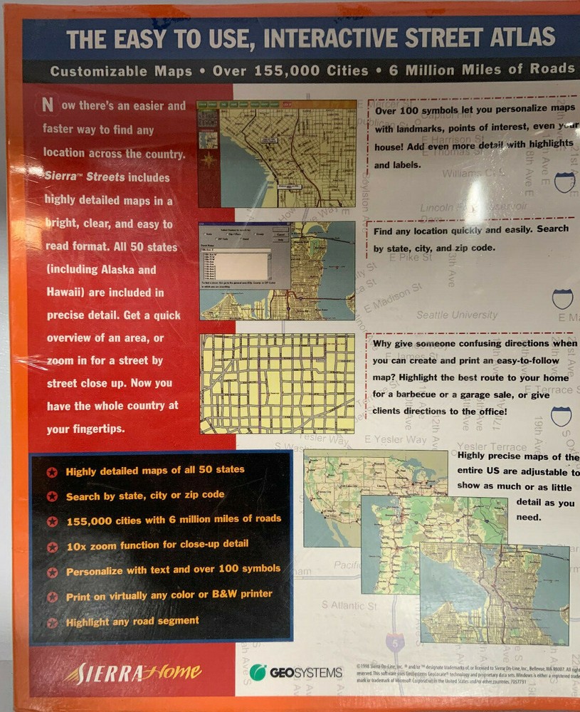 Sierra Home Software Pack Visual Home & Sierra Streets 1998 Windows (SEALED)