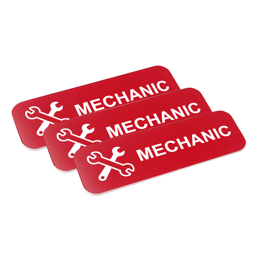 Mechanic 1 x 3" Name Tag/Badge, (3 Pack)