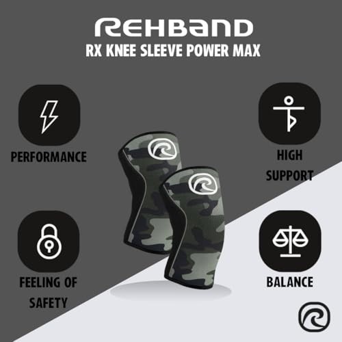 7mm Power Max Knee Compression Sleeve for Strength Medium Camo - 1 Pair