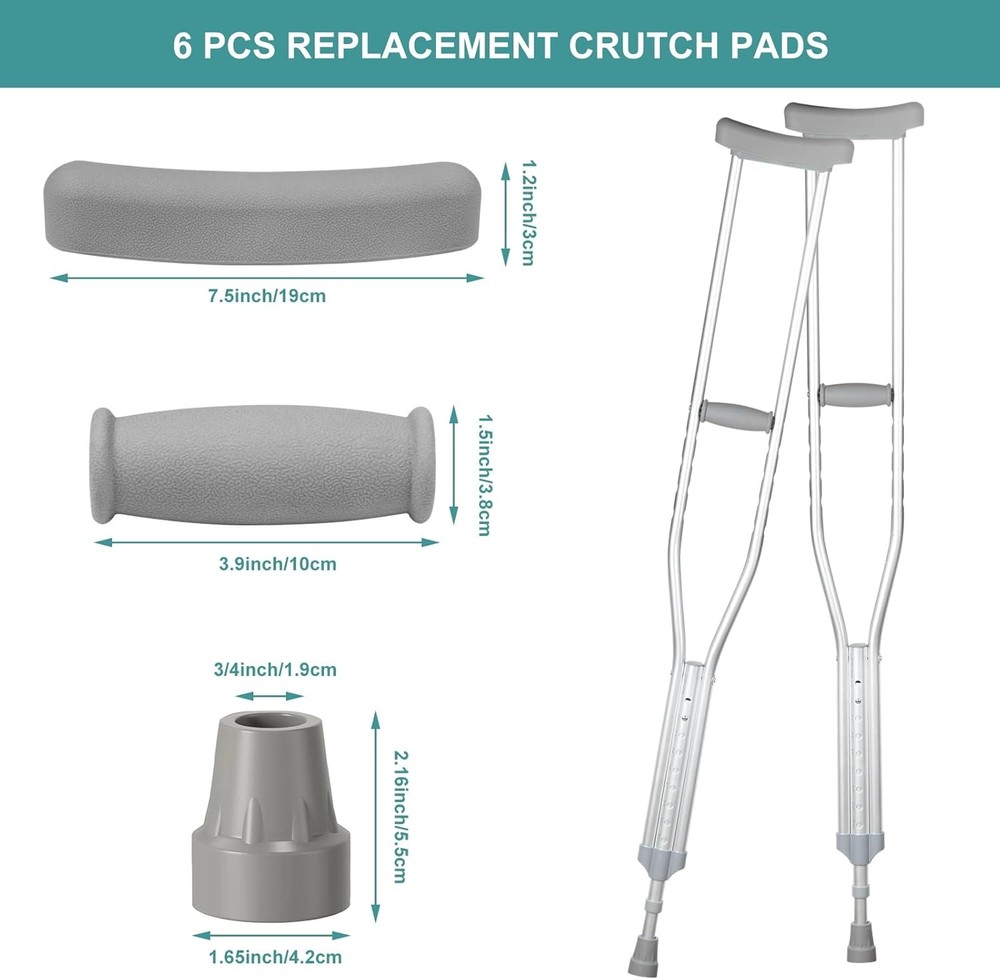 Replacement Crutch Pads 6 Pieces Crutch Accessory Replacement Kit with Armpits H