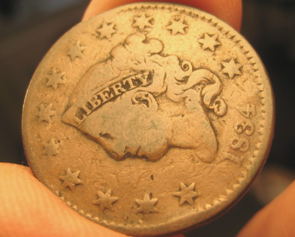 1834 LARGE CENT ~ Small 8 Large Stars Medium Letters ~ VG+