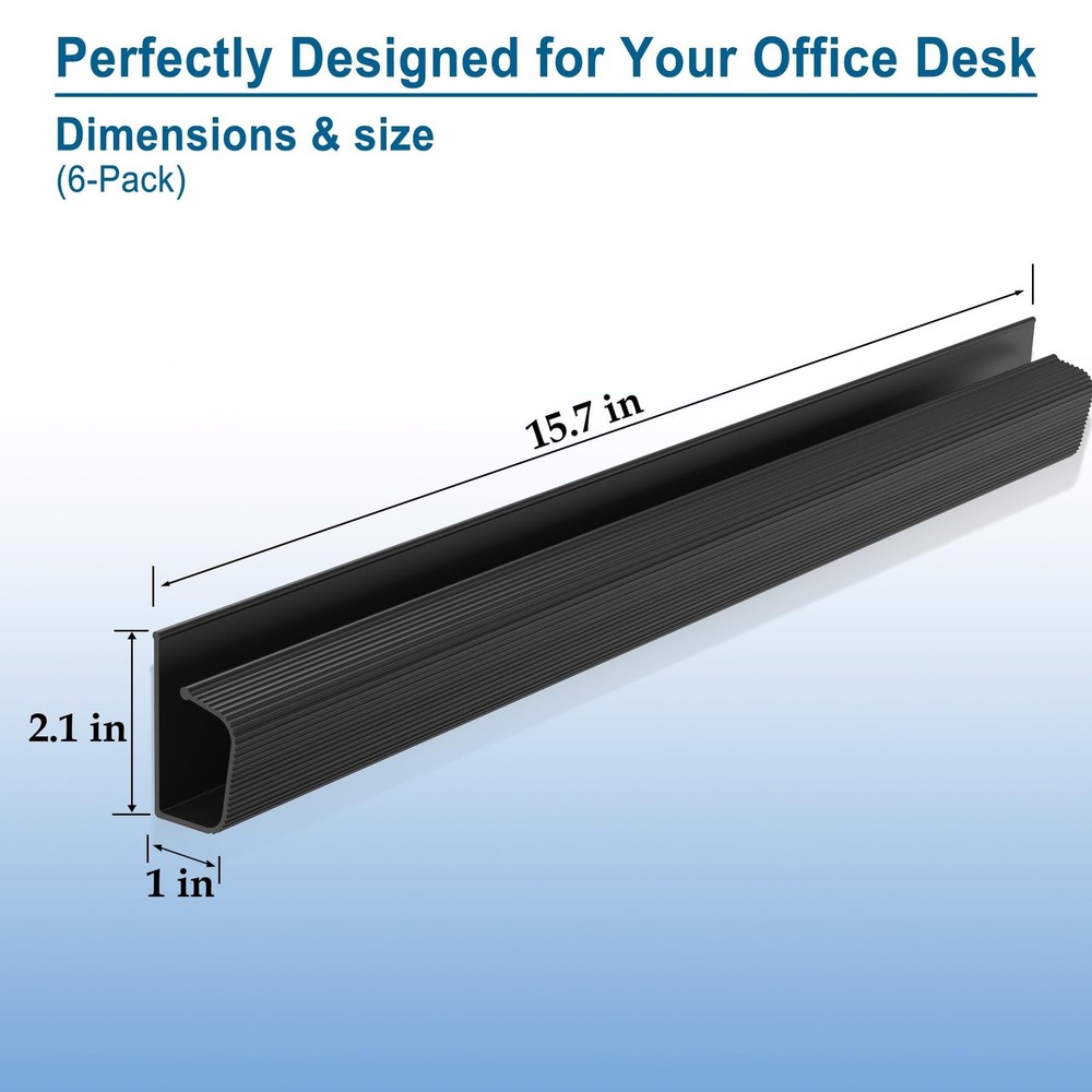 Cable Management J Channel Under Desk - Easy Installation, Black