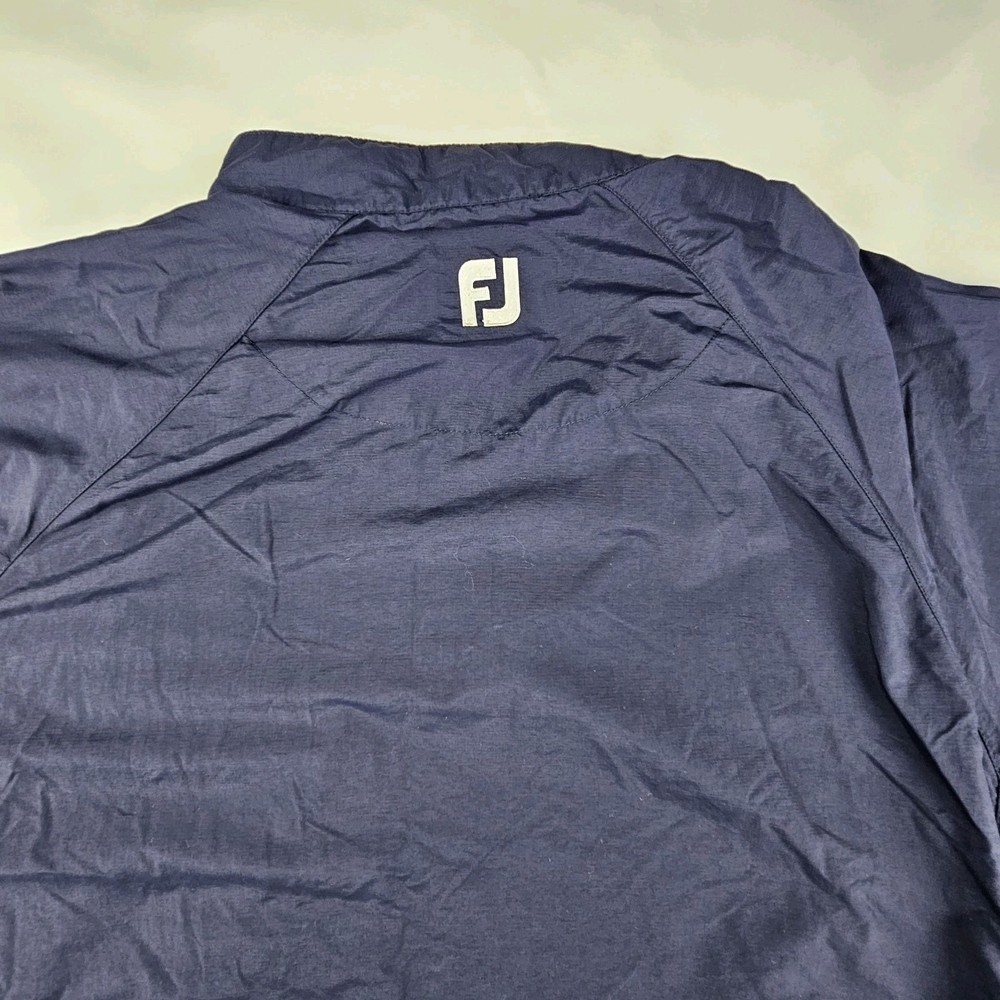 Footjoy Mens Size Medium Pullover 1/4 Snap Front Blue Nylon Windbreaker Logo