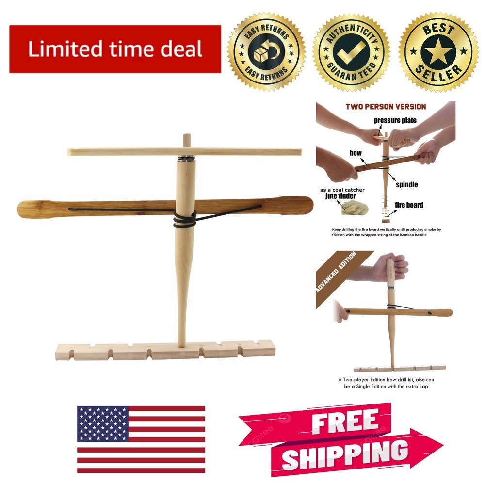 Quality Bow Drill Fire Starter for Outdoor Scouts - Beginner-Friendly Tool