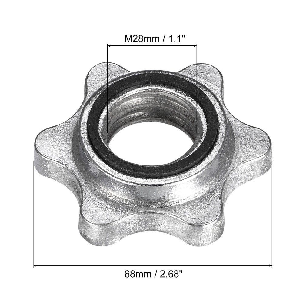 Hexagonal Handlebar Nut, 2pcs 28mm Non-slip Spin Lock Collar Screw Silver
