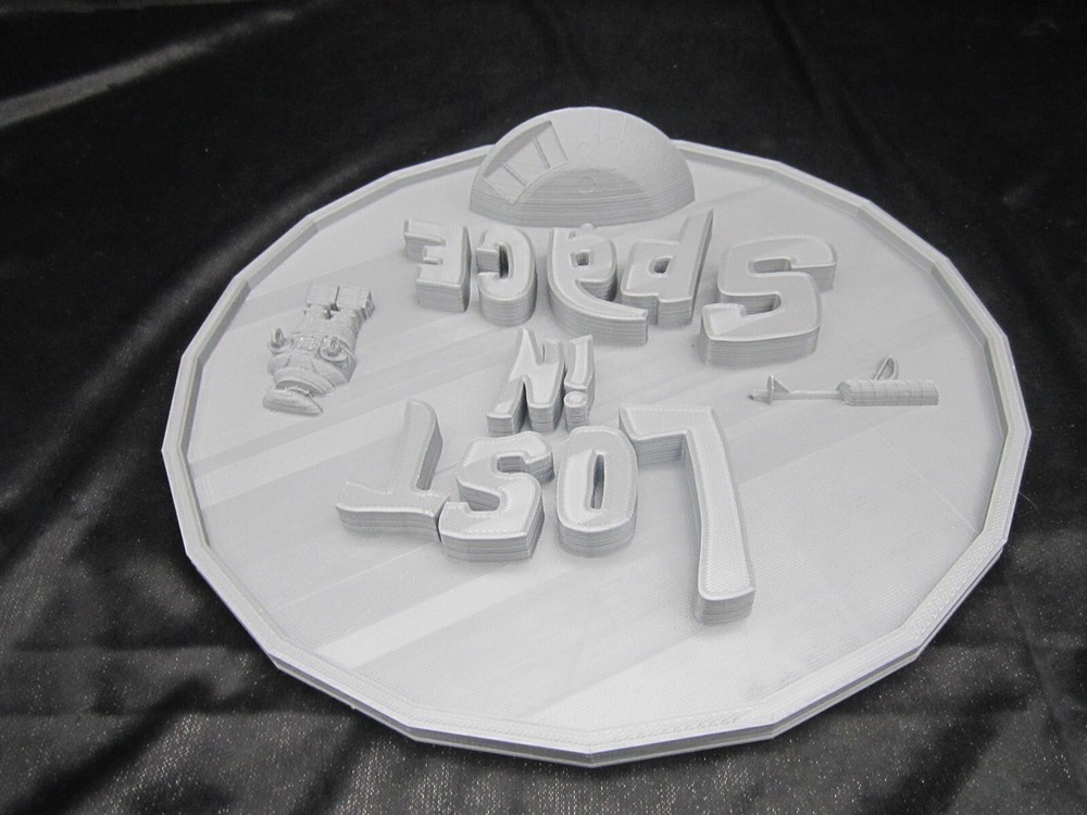 Lost in Space Plaque 3d Wall Art (3D Printed, Silver/Gray) 10" Round