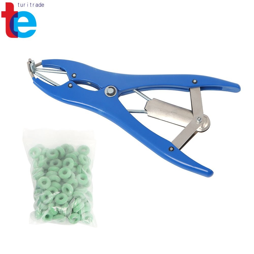 Elastrator Castration & Tail Docker Pliers With Free 100 Elastic Bands Green