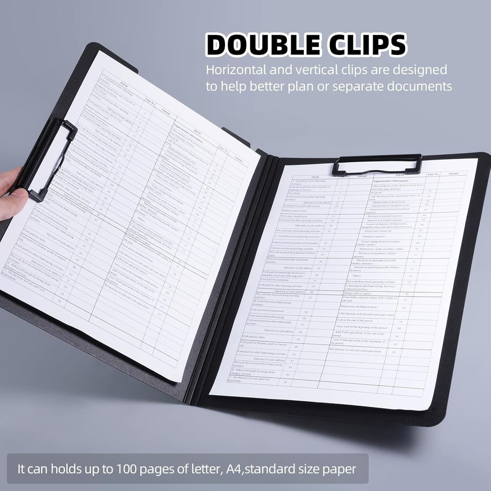 Clipboard Folder, A4 Foldable Clipboard with Horizontal and Vertical Double Meta