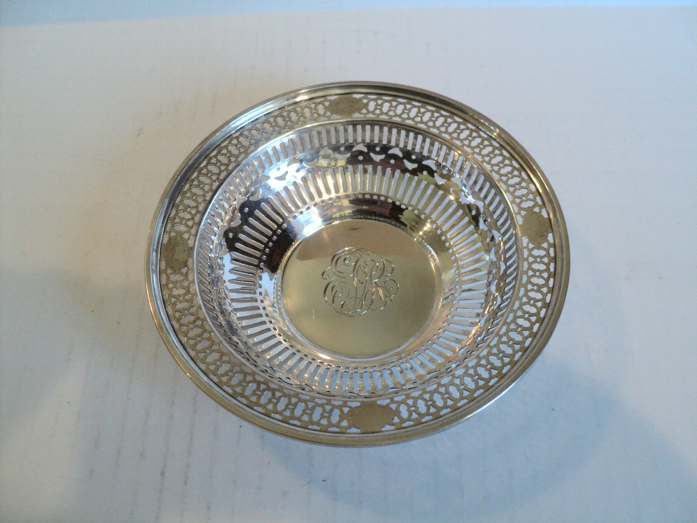 WATSON STERLING SILVER PIERCED DECORATED 5.5" CANDY DISH / BOWL