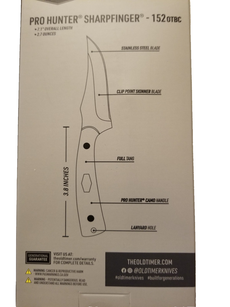 SCHRADE - OLD TIMER PRO HUNTER Sharpfinger #152OTBC - WITH BLACK LEATHER SHEATH