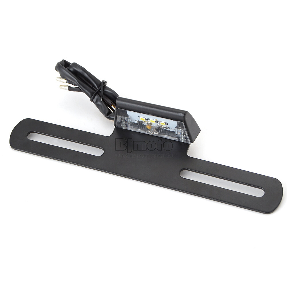 Universal Rear License Plate Holder Bracket LED Motorcycle Tail Light CNC