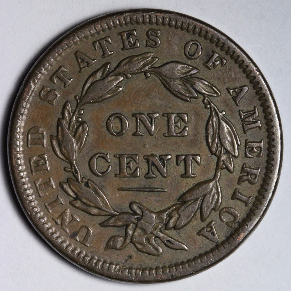 1838 Coronet Head Large Cent AU E122 RDNM