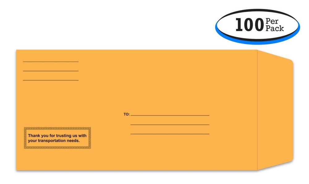 Printed License Plate Envelopes - Moist & Seal (100 per box)