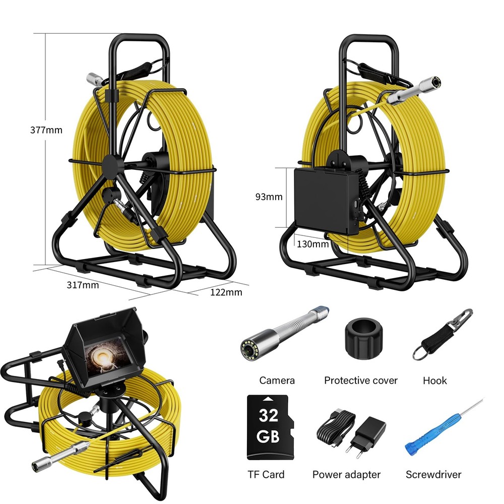 Sewer Camera, 4.3" Pipe Snake Camera with DVR Function, Drain Plumbing Inspec...