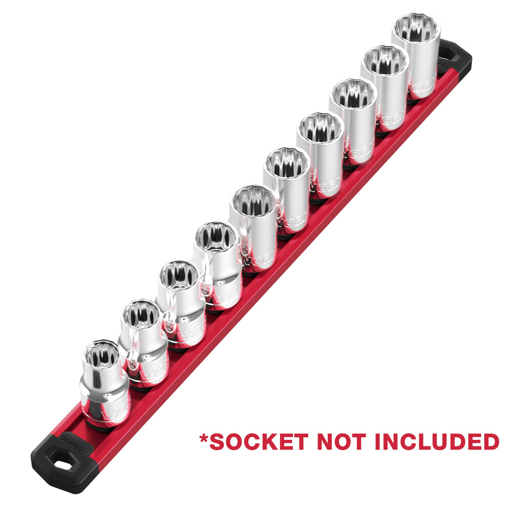 WORKPRO 3/8 Drive Magnetic Socket Organizer Socket Rail Heavy Duty Socket Holder