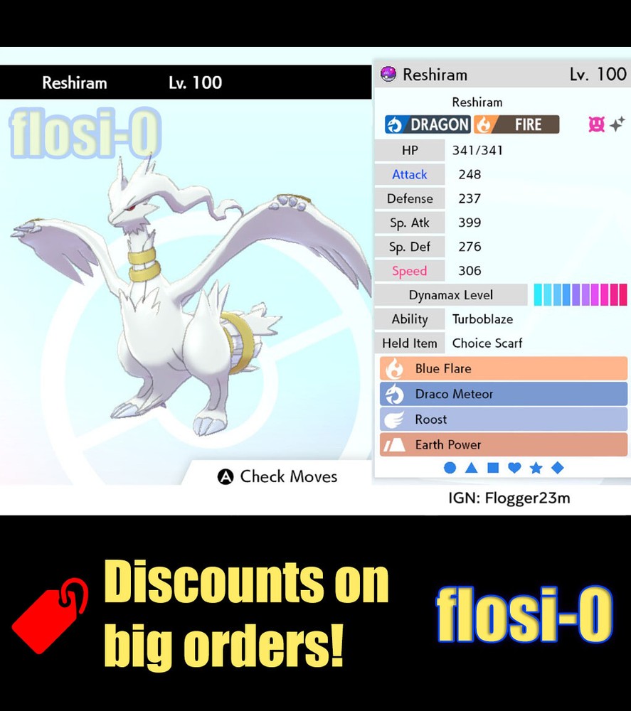 Pokemon Sword and Shield 6IV Shiny Reshiram