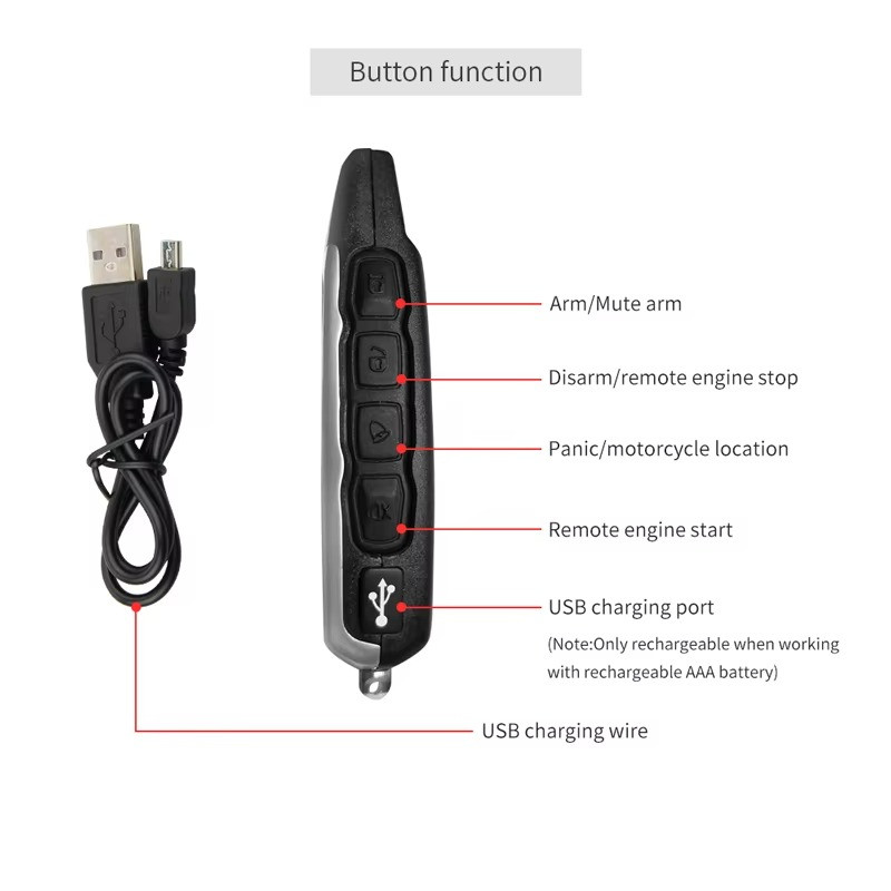 EASYGUARD Motorcycle Alarm Rechargeable Remote Engine Start And Microwave Senso