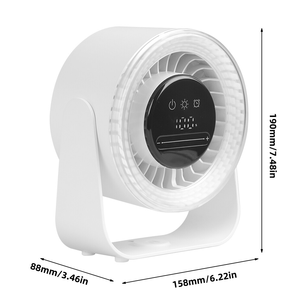 Personal Portable Desktop Small Quite Table Fan Rechargeable W/ Digital Display