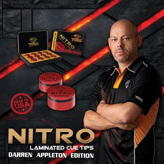 Tiger Nitro Laminated Cue Tip- Darren Appleton Edition