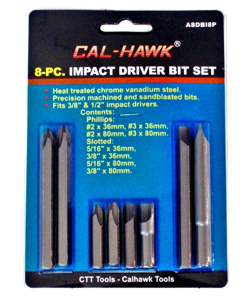16pc CALHAWK IMPACT DRIVER REPLACEMENT SCREWDRIVER SCREW BITS 5/16" HEX SHANK