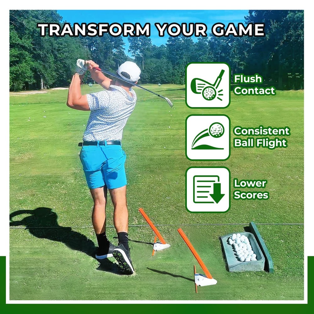 Golf Swing Training Aid - Alignment Discs & Rods | Corrects Setup, Posture, S...