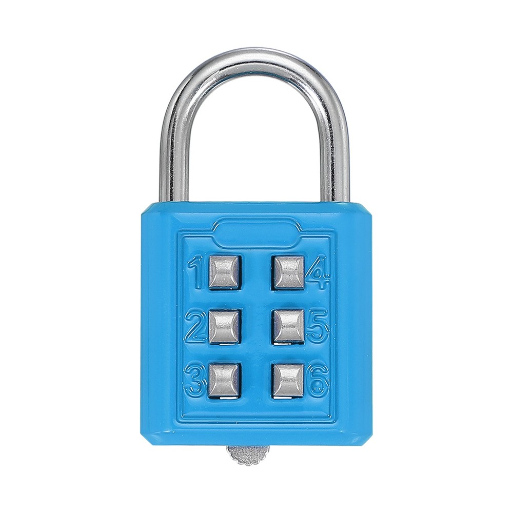 Push Button Combination Padlock 6-Digit 3-Position Lock Sky Blue