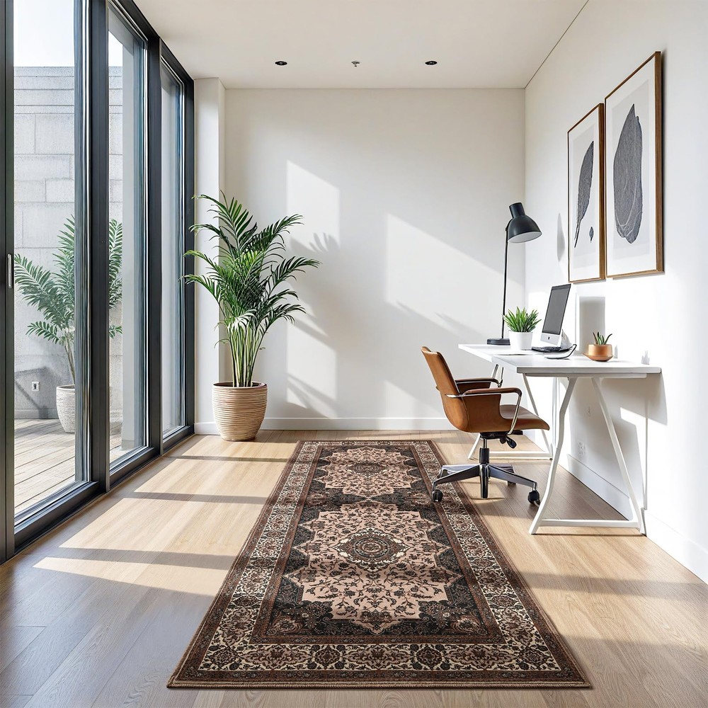 Rtizon Runner Rug for Bedroom, 2x6Ft Machine 2' x 6' (Rectangular), Brown