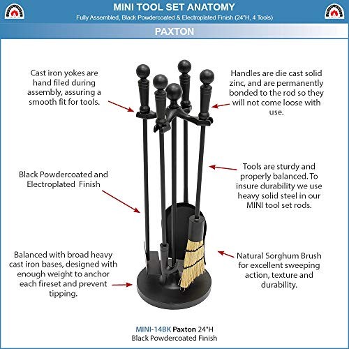 Minuteman Paxton 4 piece Mini Fireplace Stove Tool Set Black