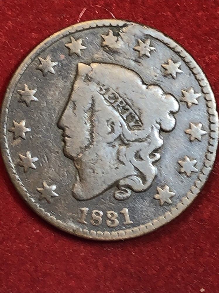 1831 coronet head large cent Error Major Planchet Lamination Choice For Grade