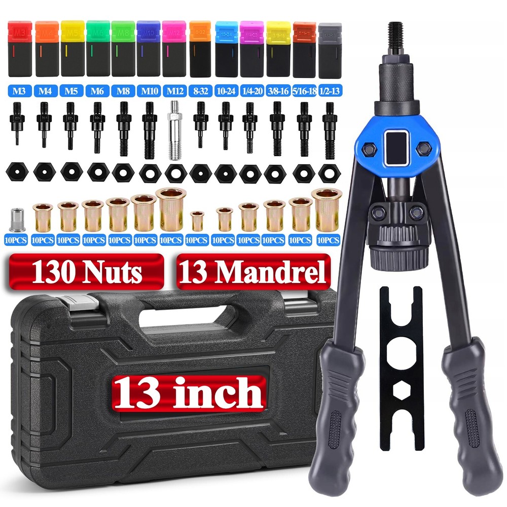 Rivet Nut Gun Kit Rivnut Setting Tools Nut Setter Tool Hand Blind Riveter 13"