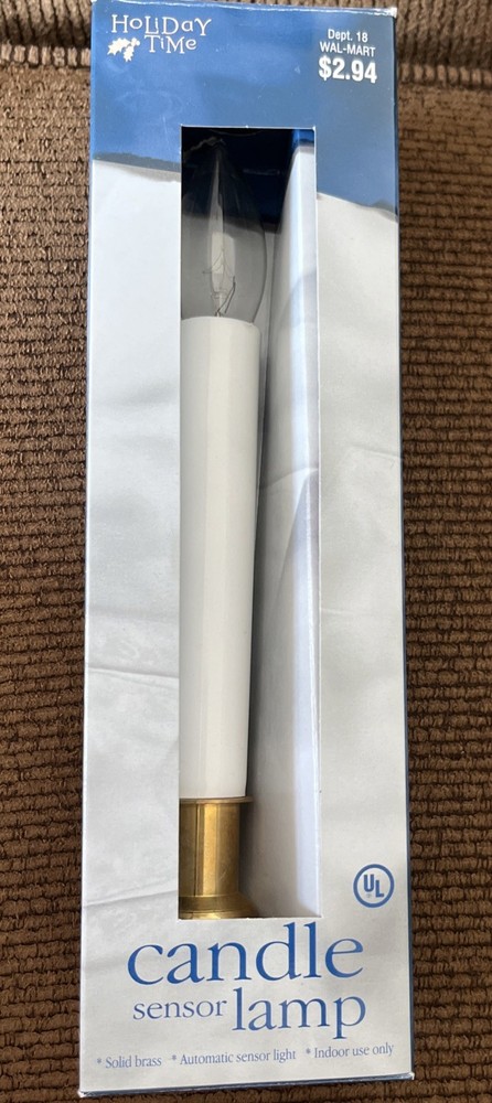 Holiday Time Sensor Candle Lamp Solid Brass Automatic Sensor Light Plug In NIP