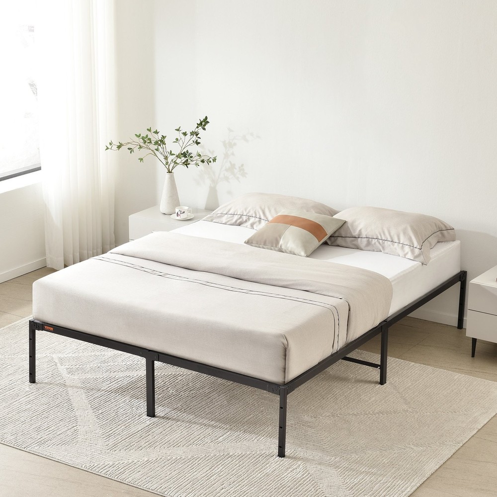14 Inch Queen Metal Bed Frame Platform, No Box Spring Needed, 1500 lbs Loading C
