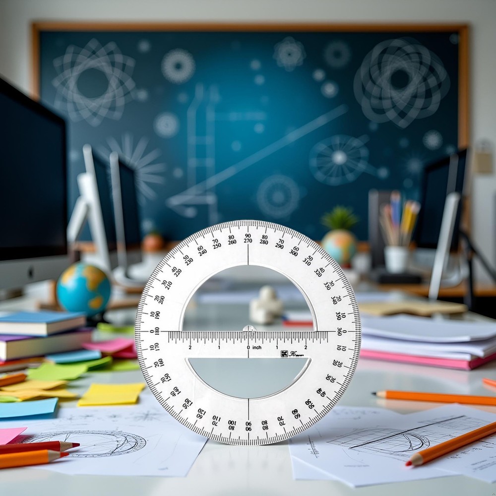 6 Inch 360 Degree Protractor Round Angular Ruler for Drawing Drafting Geometry