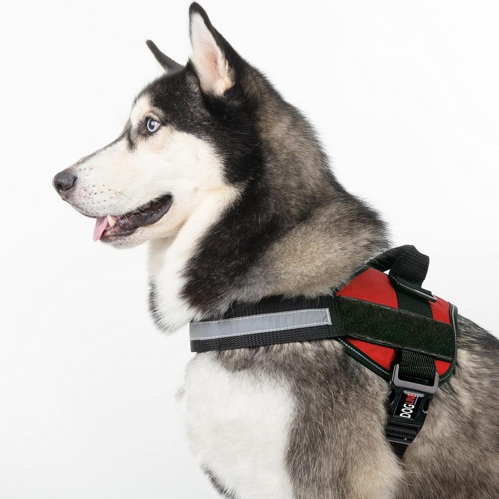 Red Reflective No-Pull Adjustable Dog Harness with Handle Girth 27-34 in