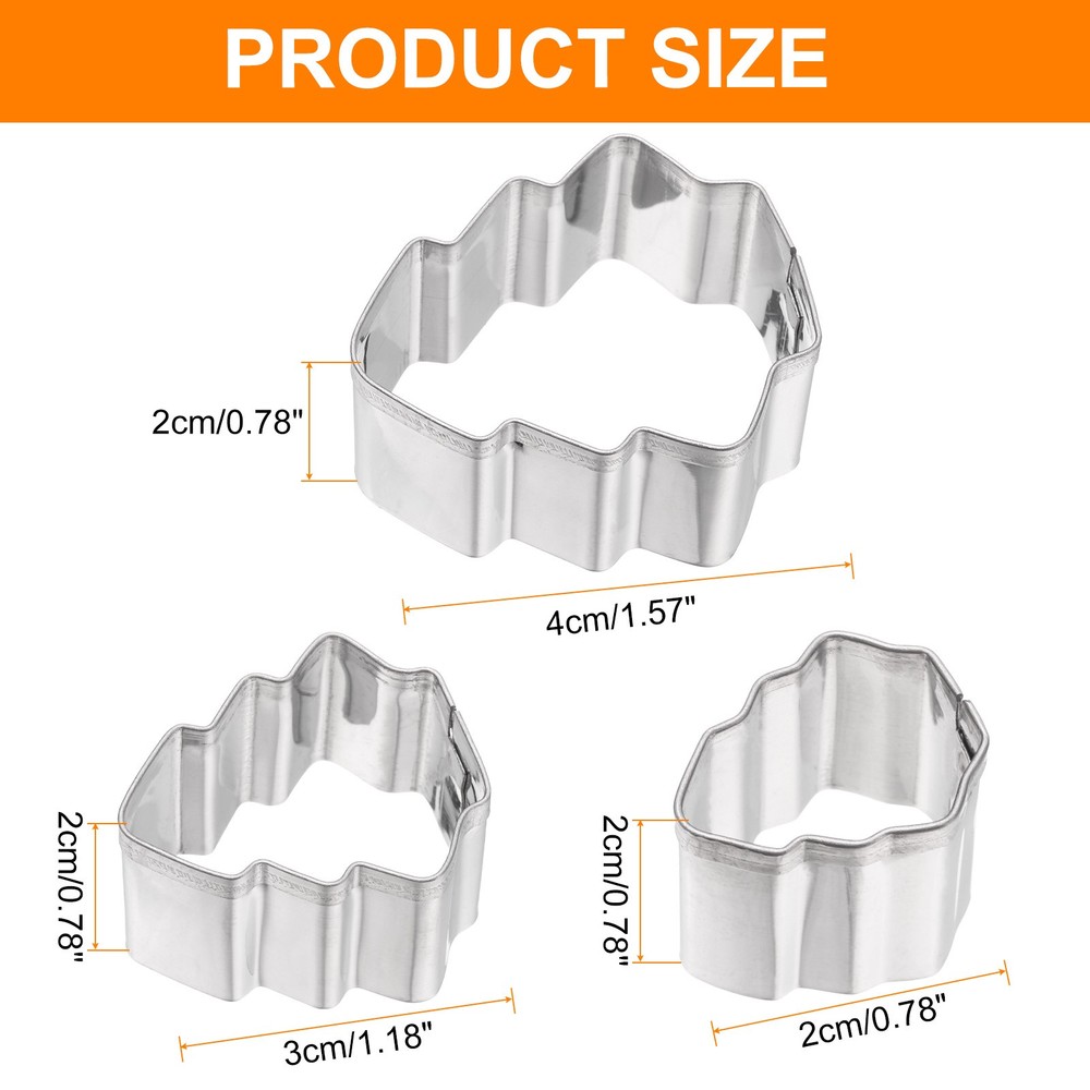 3Pcs Christmas Tree Cookie Cutters Set Assorted Sizes Cookie Cutters