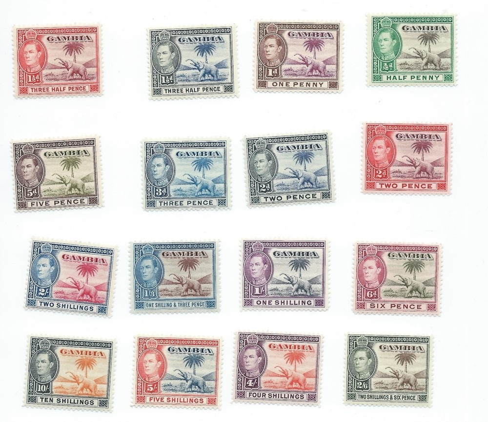 Gambia 1938 definitive set mint