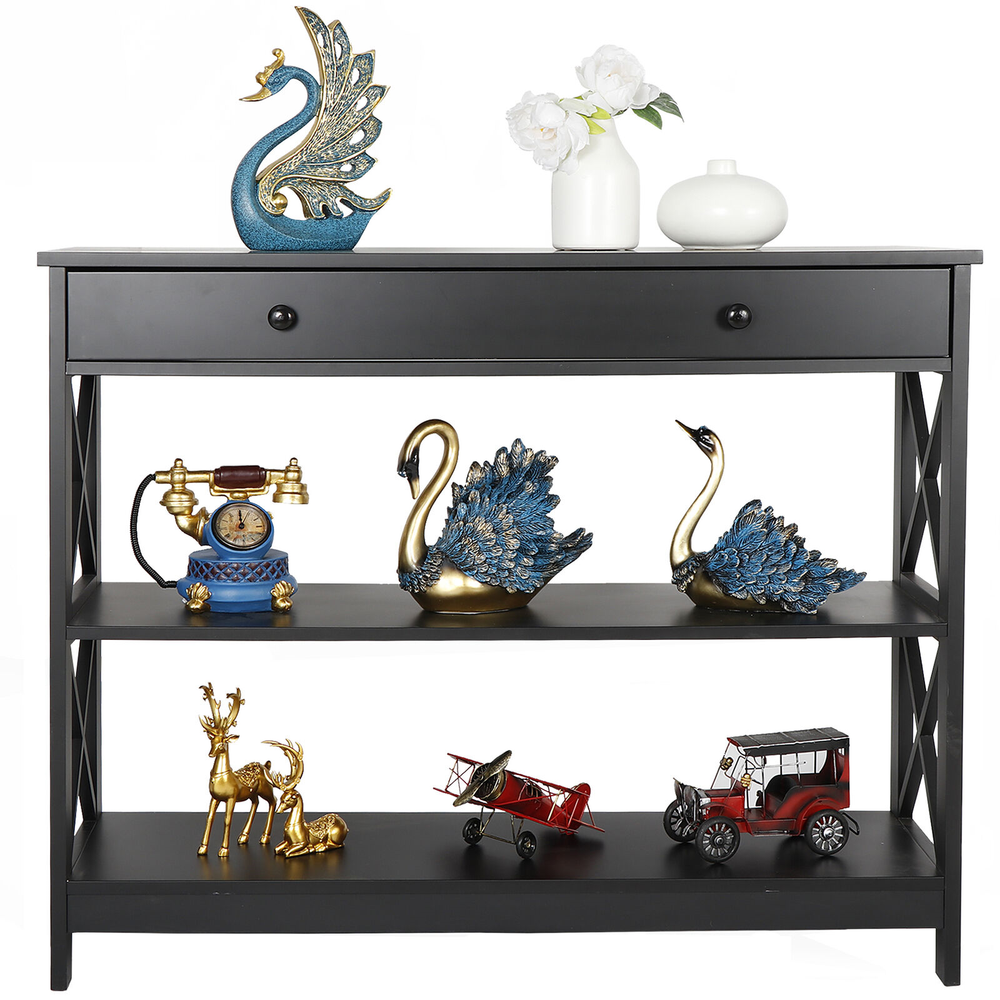 3 Tiers Console Table Side Stand Sofa Entryway Hall Display Side Table Desk