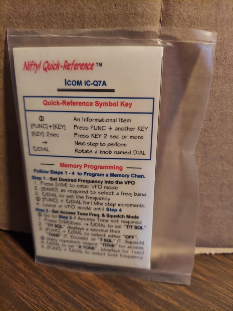 Nifty! Quick-Reference   ICOM IC-Q7A         ~~~NEW!!~~