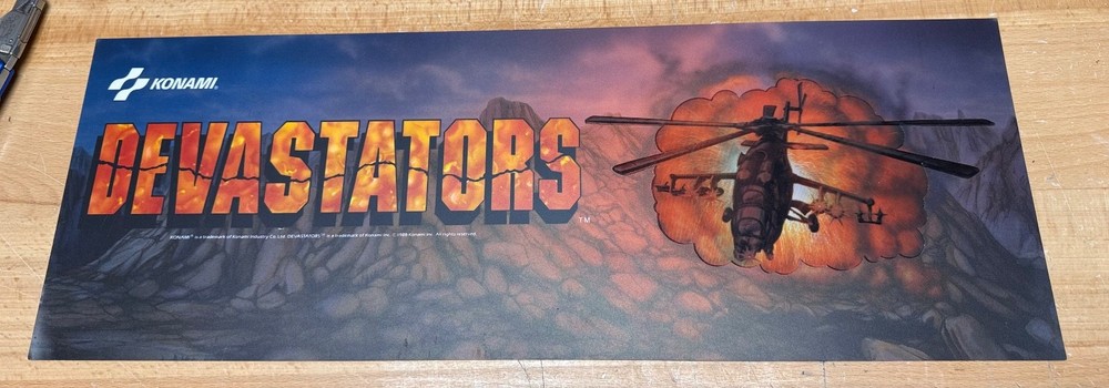 NOS Konami DEVASTATORS Marquee Translite for DEDICATED cabinet