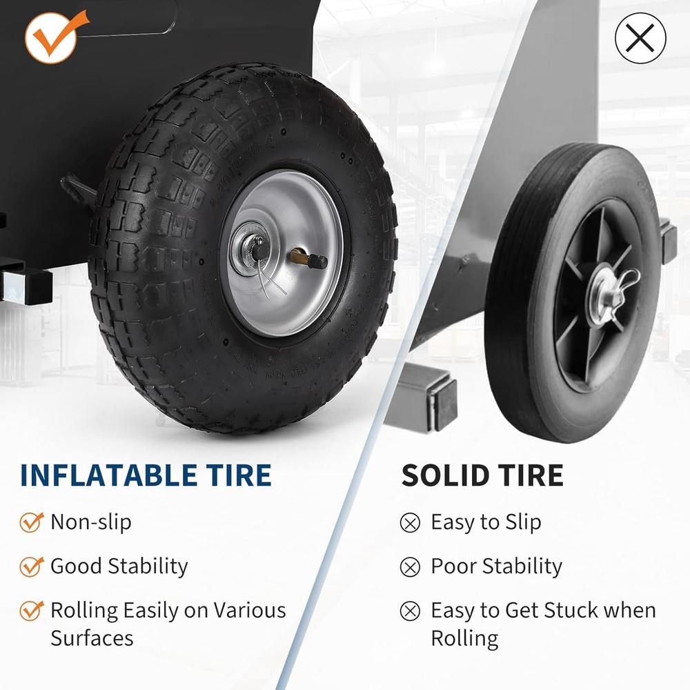 Panel Dolly 600LBS Capacity with Adjustable Clamp 10" Rubber Inflatable Tires