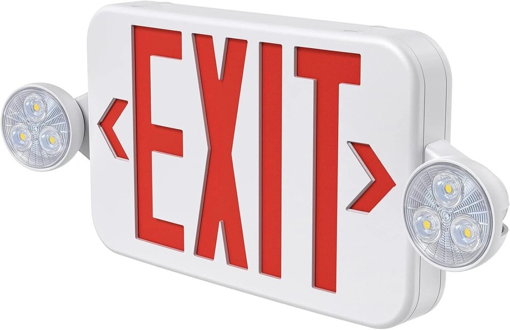 Red LED Exit Signs Emergency Light Combo with Battery Backup & Instructions