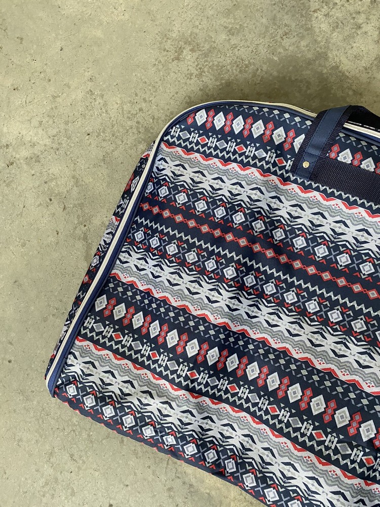 Red Blue Grey Patterned Large Luggage Bag 24” x 20” / A18