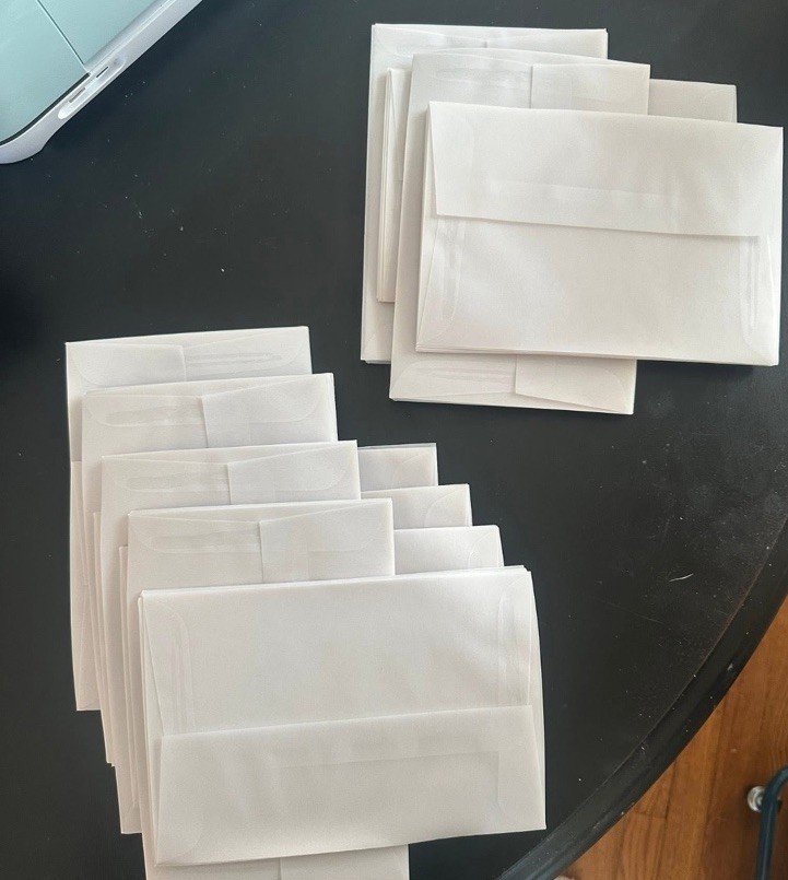 117 Vellum Translucent Envelopes 8 1/8”x5 1/2”