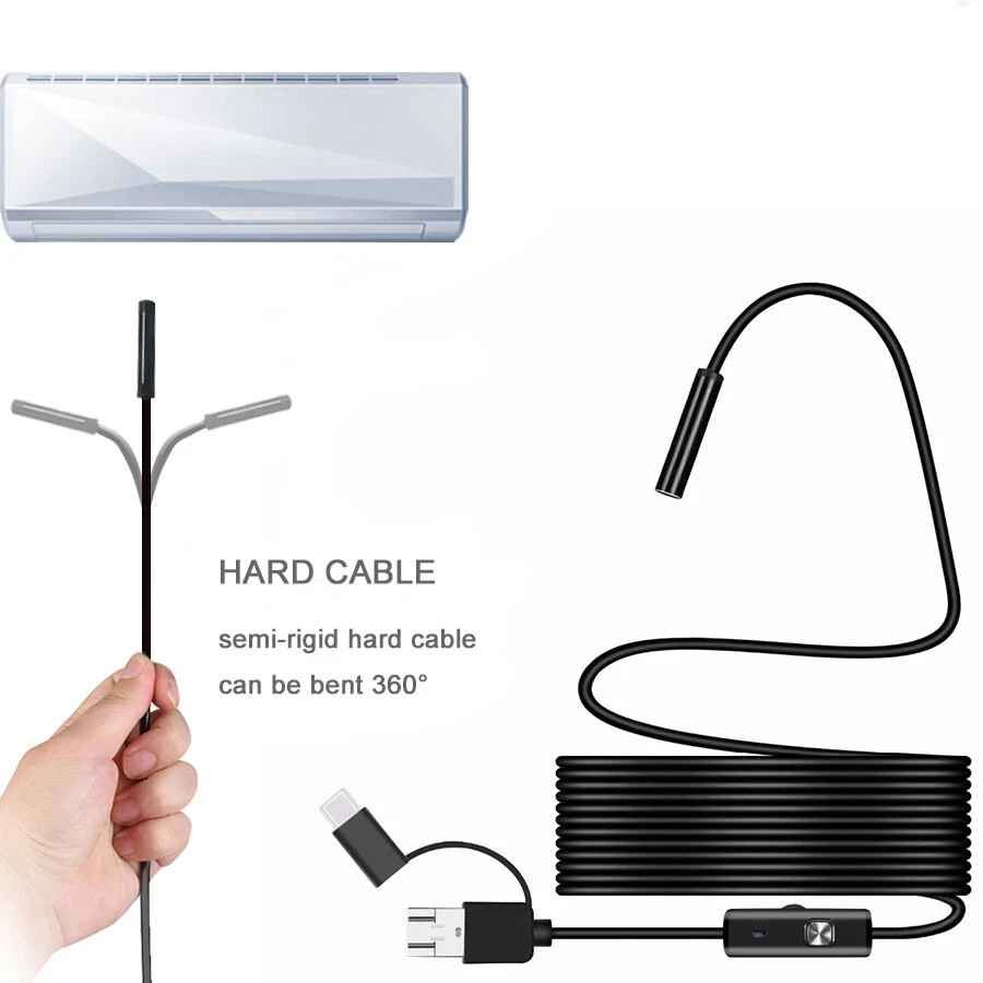 USB Type-C Endoscope Borescope Snake Inspection Camera 3 in 1 for PC Android