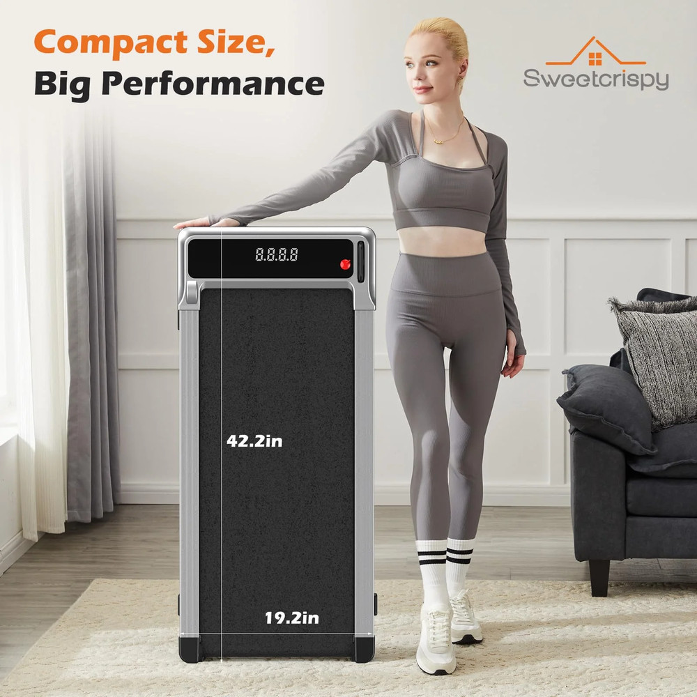 Compact Walking Treadmill for Small Spaces, Quiet Under-Desk Walking Pad with...