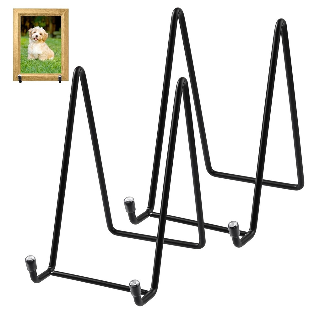LEONTOOL 2 Pack 6 Inch Plate Stands for Display, Holder Display Black