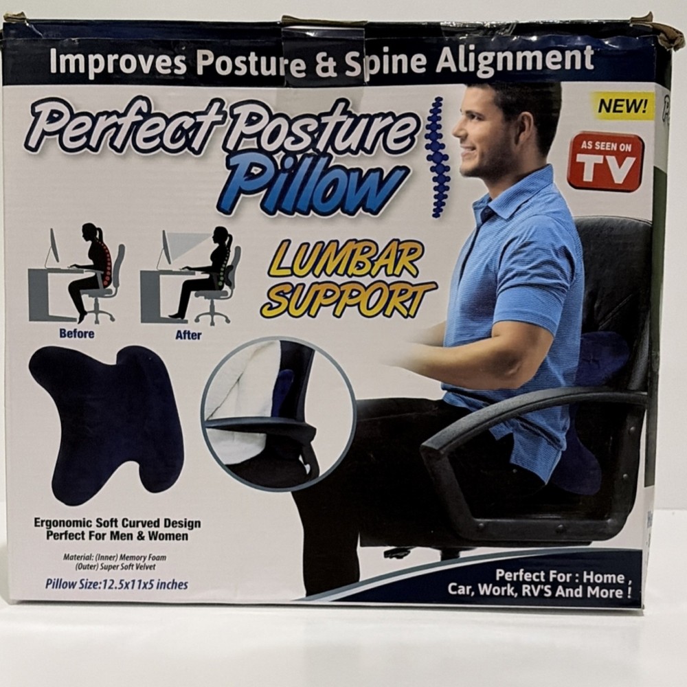 Perfect Posture Pillow Memory Foam Ergonomic Back Support Cushion Black