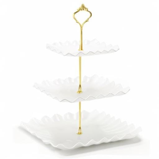 Coitak 3 Tier Cupcake Stand, Plastic Tiered Serving Square White